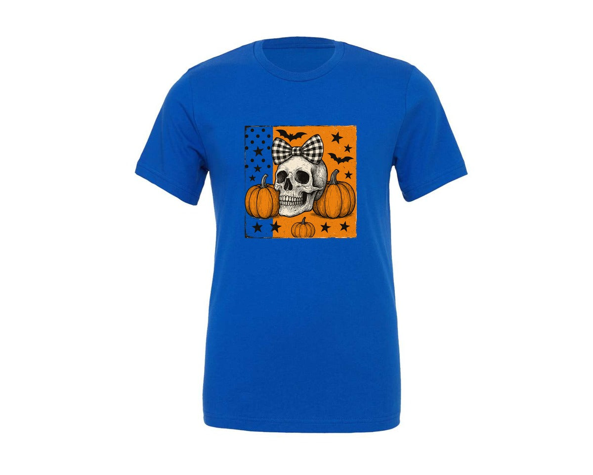 brand:Generic|color:True Royal Blue|Thanksgiving Pumpkin Graphic T-Shirt