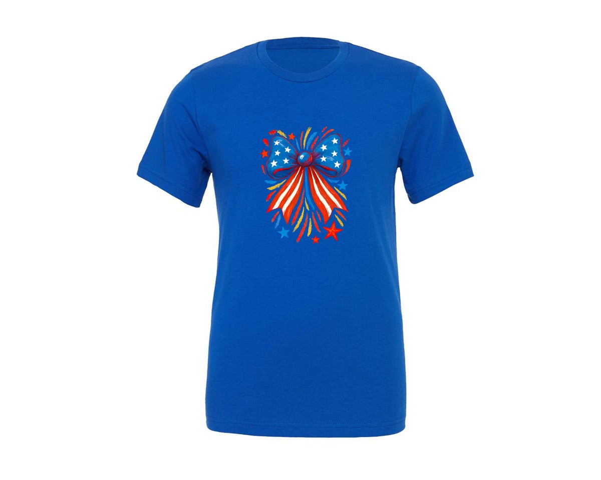 brand:Generic|color:True Royal Blue|America Coquette Preppy Usa Graphic T-Shirt