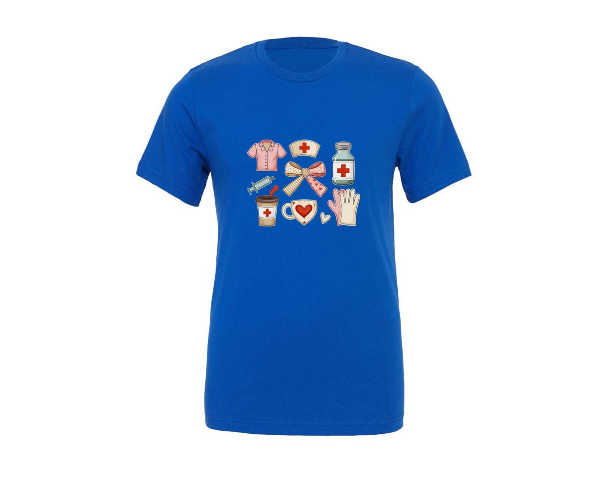 brand:Generic|color:True Royal Blue|Valentine Nurse Coquette 5 Graphic T-Shirt