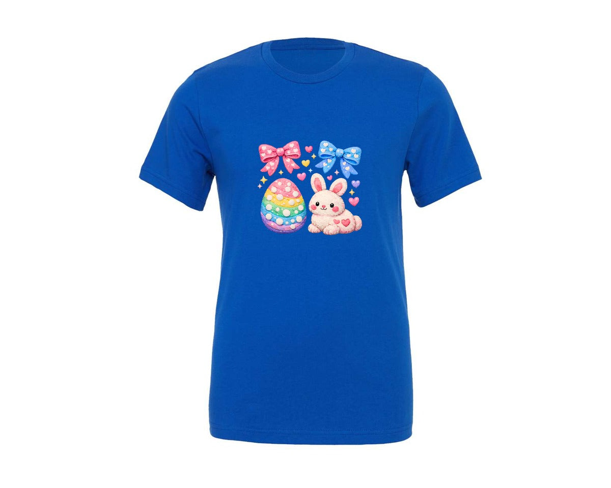brand:Generic|color:True Royal Blue|Preppy Easter Egg Bunny Bow 2 Graphic T-Shirt