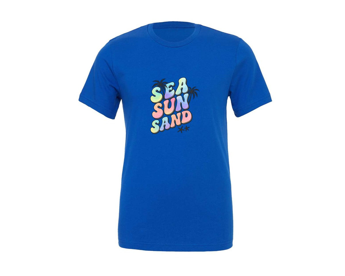 brand:Generic|color:True Royal Blue|Sea Sun Sand T Shirt Design Graphic T-Shirt