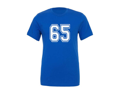 brand:Generic|color:True Royal Blue|Number 65 Birthday Varsity Sports Team Graphic T-Shirt