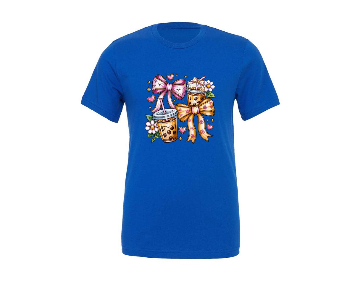 brand:Generic|color:True Royal Blue|Coquette Iced Coffee Coffee Lover Graphic T-Shirt