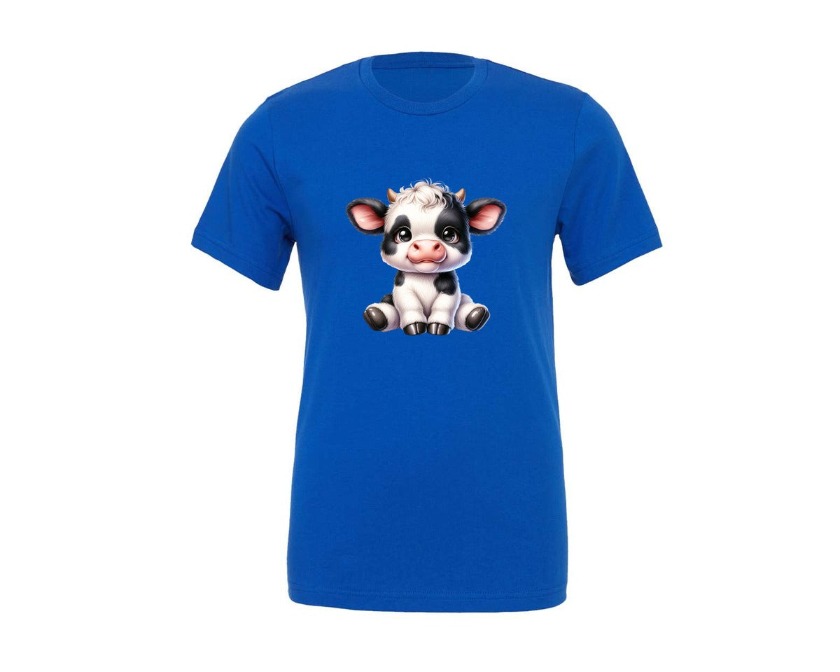 brand:Generic|color:True Royal Blue|Black And White Baby Cow Kids Graphic T-Shirt