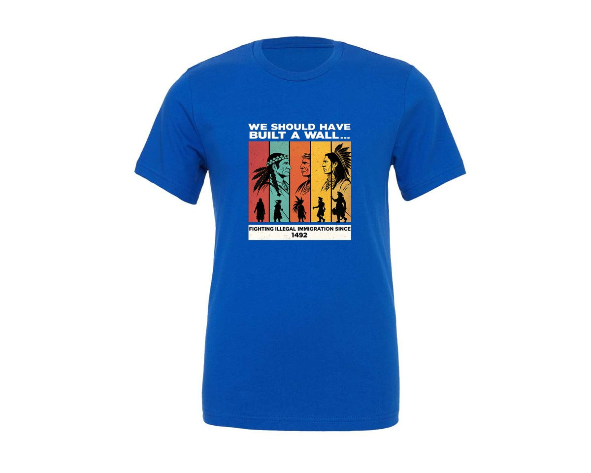 brand:Generic|color:True Royal Blue|Native American Protest Shirt Design Graphic T-Shirt