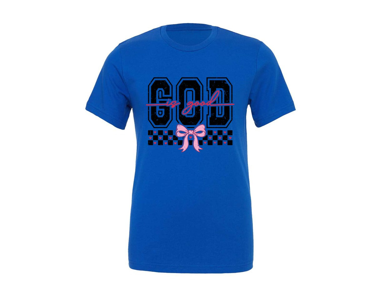 brand:Generic|color:True Royal Blue|Christian Valentine God Is Good Graphic T-Shirt