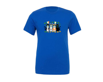 brand:Generic|color:True Royal Blue|St Patricks Cats Cute Lucky Cat Graphic T-Shirt
