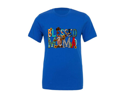 brand:Generic|color:True Royal Blue|Blessed Mama Christian Mama 8 Graphic T-Shirt
