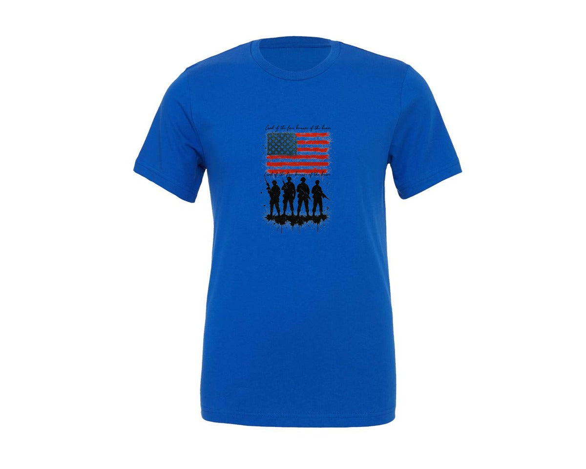 brand:Generic|color:True Royal Blue|Land Of The Free Patriotic Graphic T-Shirt
