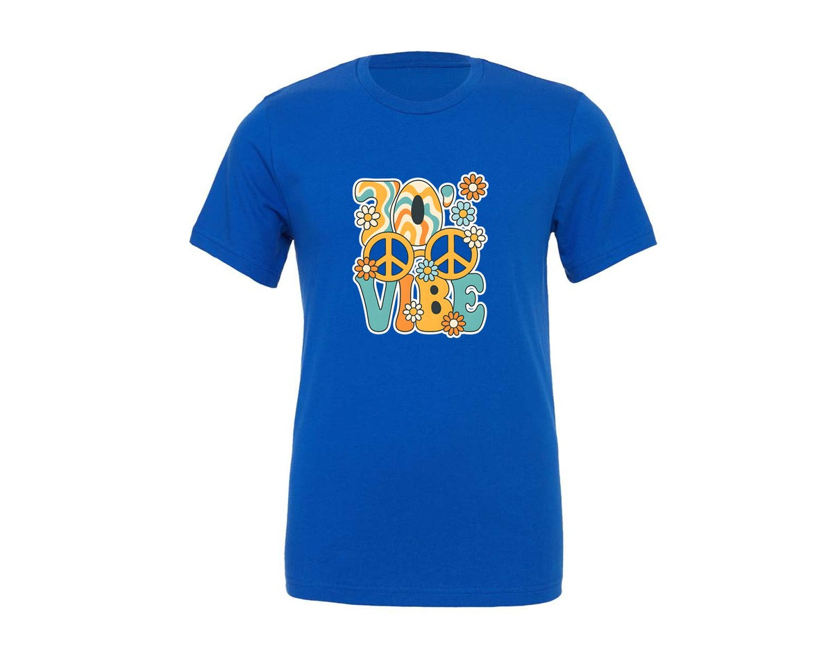 brand:Generic|color:True Royal Blue|70S Retro Vibes 70S Retro T Shirt Design Graphic T-Shirt