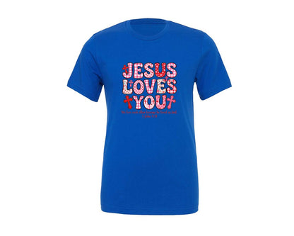 brand:Generic|color:True Royal Blue|Two Sides Love Like Jesus Valentine Graphic T-Shirt