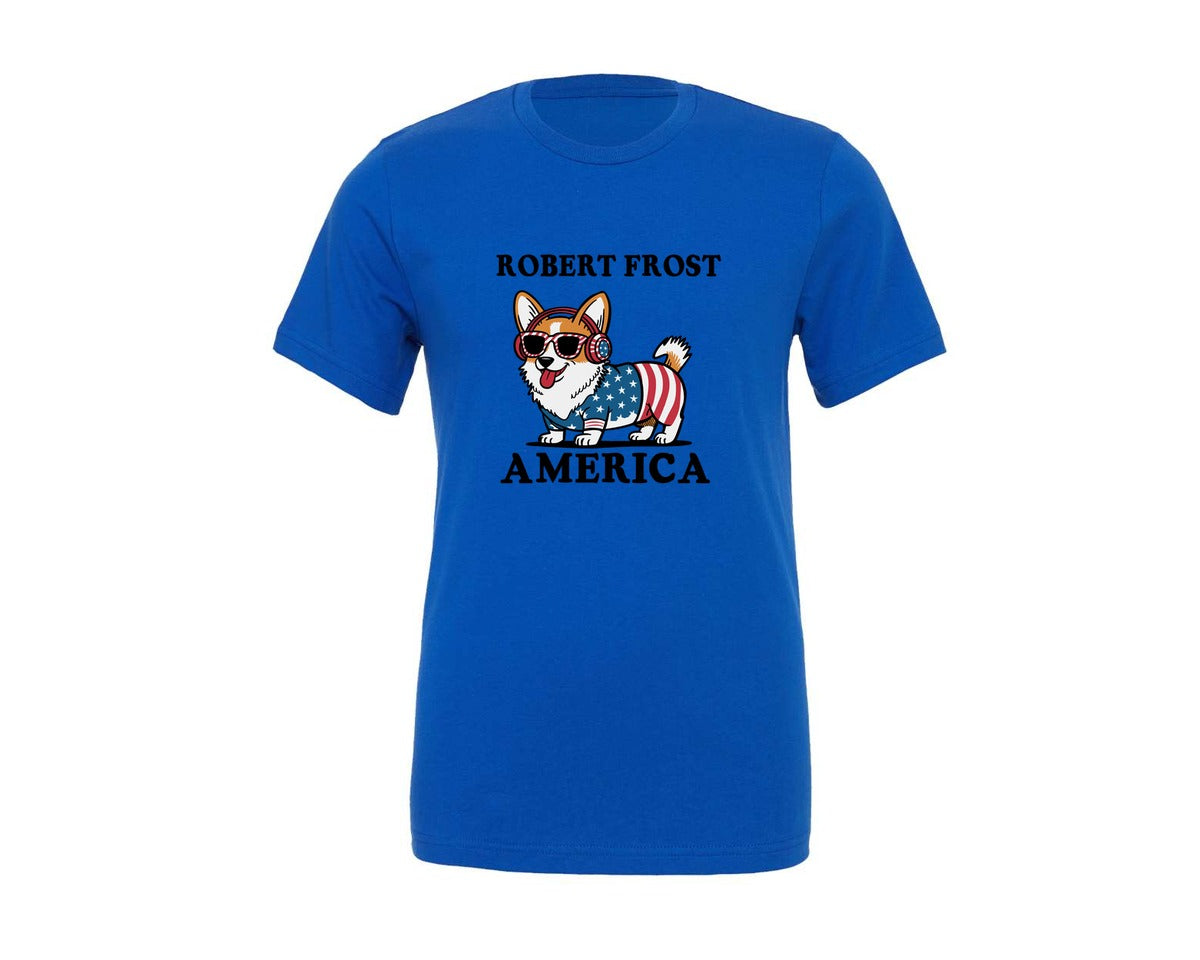 brand:Generic|color:True Royal Blue|Corgi Dog 4Th Of July Graphic T-Shirt