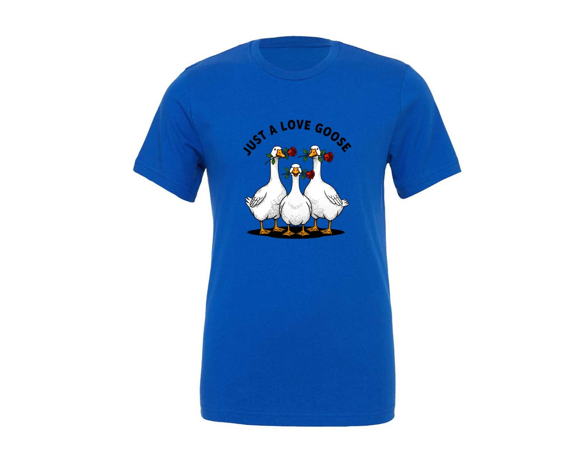 brand:Generic|color:True Royal Blue|Just A Love Goose Valentine Goose Graphic T-Shirt