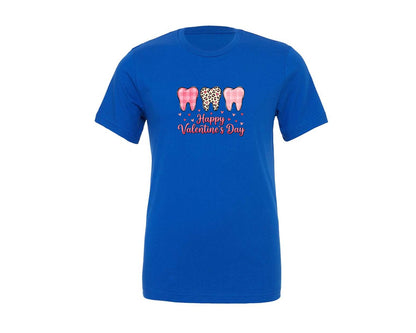 brand:Generic|color:True Royal Blue|Happy Valentines Day Teeth Graphic T-Shirt