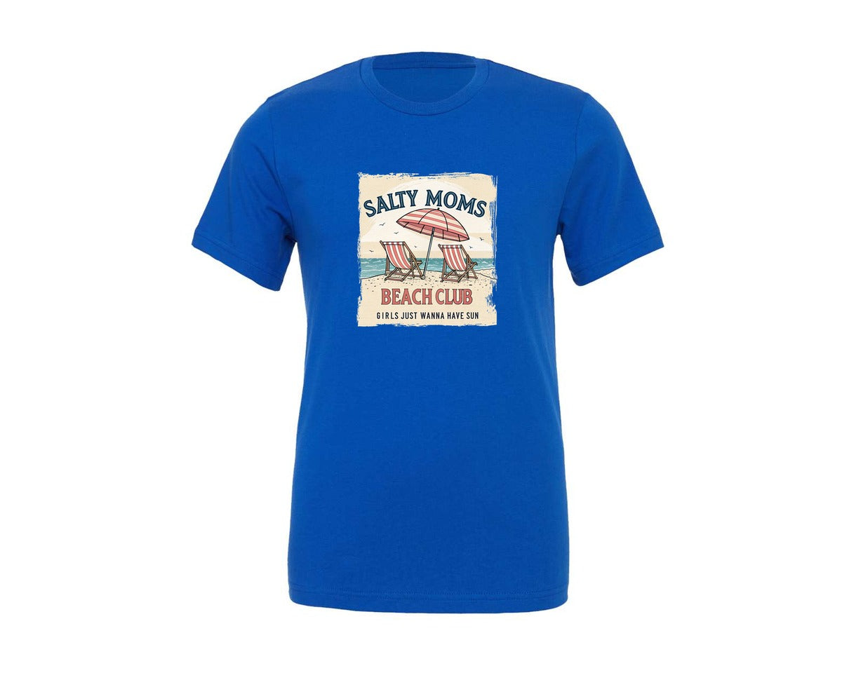brand:Generic|color:True Royal Blue|Summer Girl Salty Mom Beach Club Graphic T-Shirt