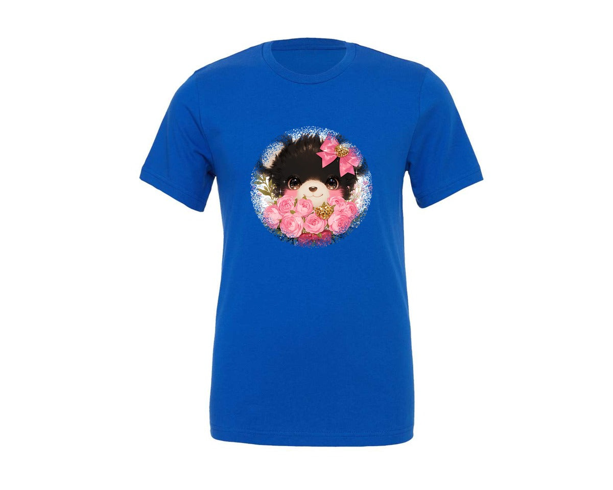 brand:Generic|color:True Royal Blue|Black Bear Valentine Round Tshirt Graphic T-Shirt