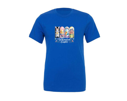 brand:Generic|color:True Royal Blue|Whimsical Easter Bunny Chick Egg Graphic T-Shirt