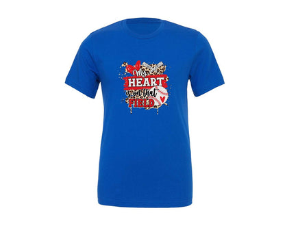 brand:Generic|color:True Royal Blue|My Heart Is On That Field Baseball 4 Graphic T-Shirt