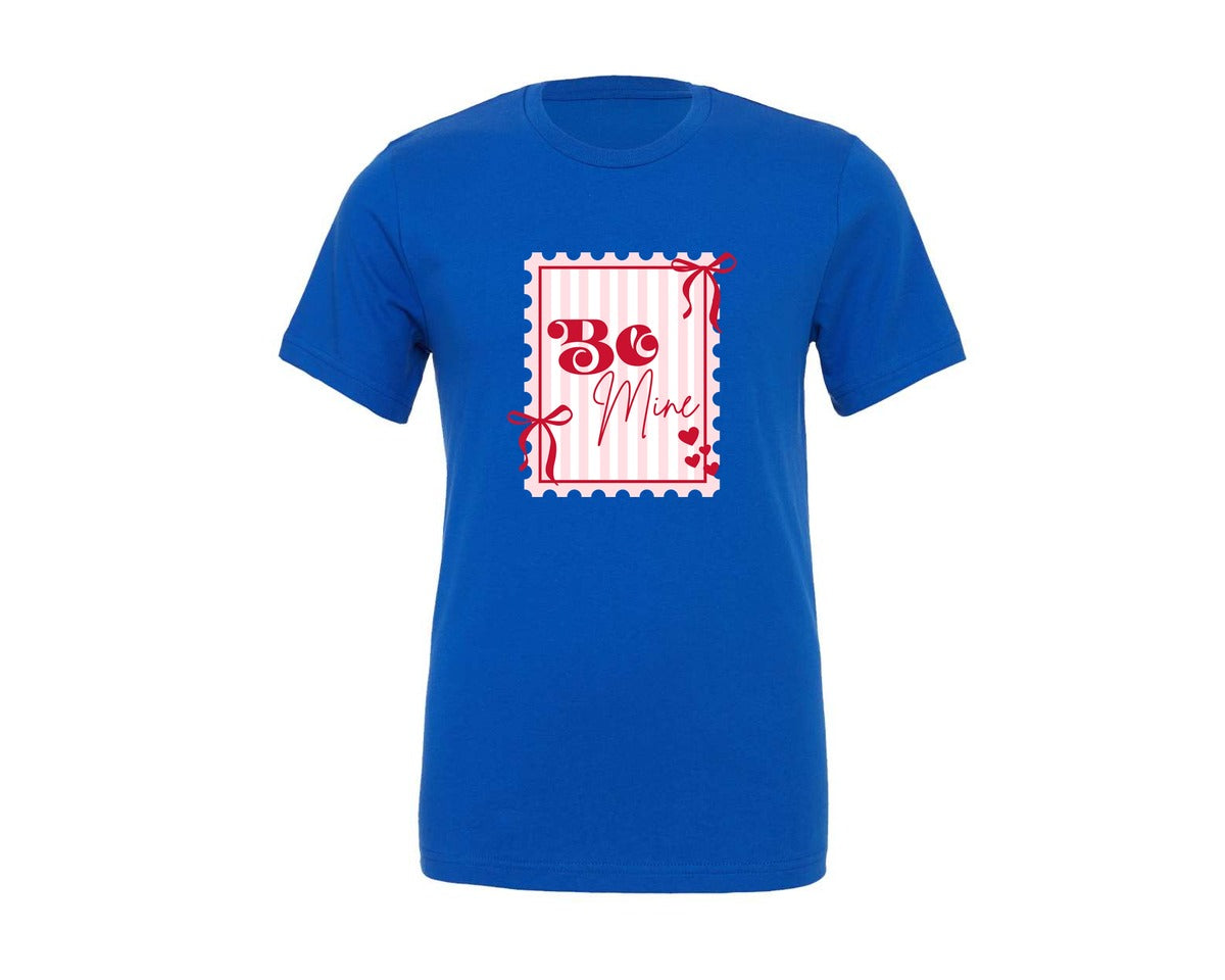 brand:Generic|color:True Royal Blue|Coquette Valentines Postage Stamp Graphic T-Shirt