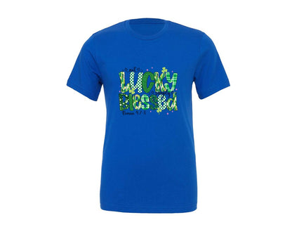 brand:Generic|color:True Royal Blue|Lucky Blessed St Patrick Graphic T-Shirt