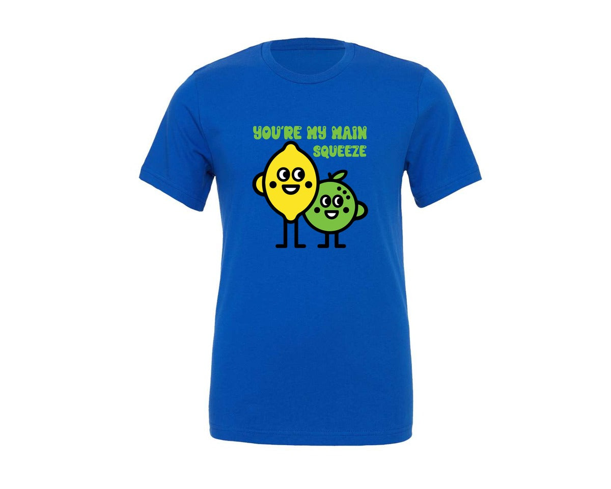 brand:Generic|color:True Royal Blue|Youre My Main Squeeze Cute Lemon Pun Graphic T-Shirt