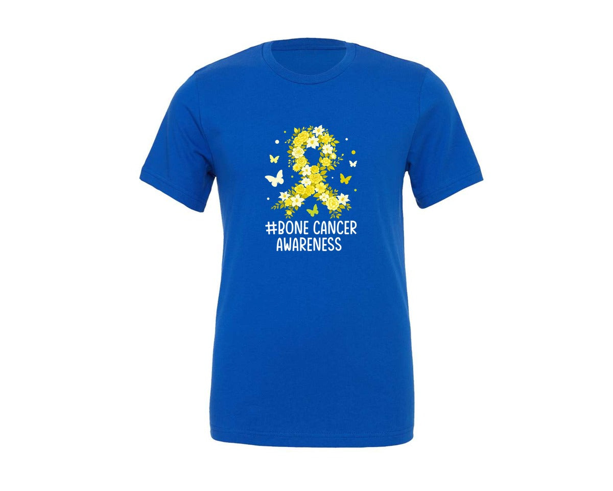 brand:Generic|color:True Royal Blue|Bone Cancer Attention Awareness T Shirt Graphic T-Shirt