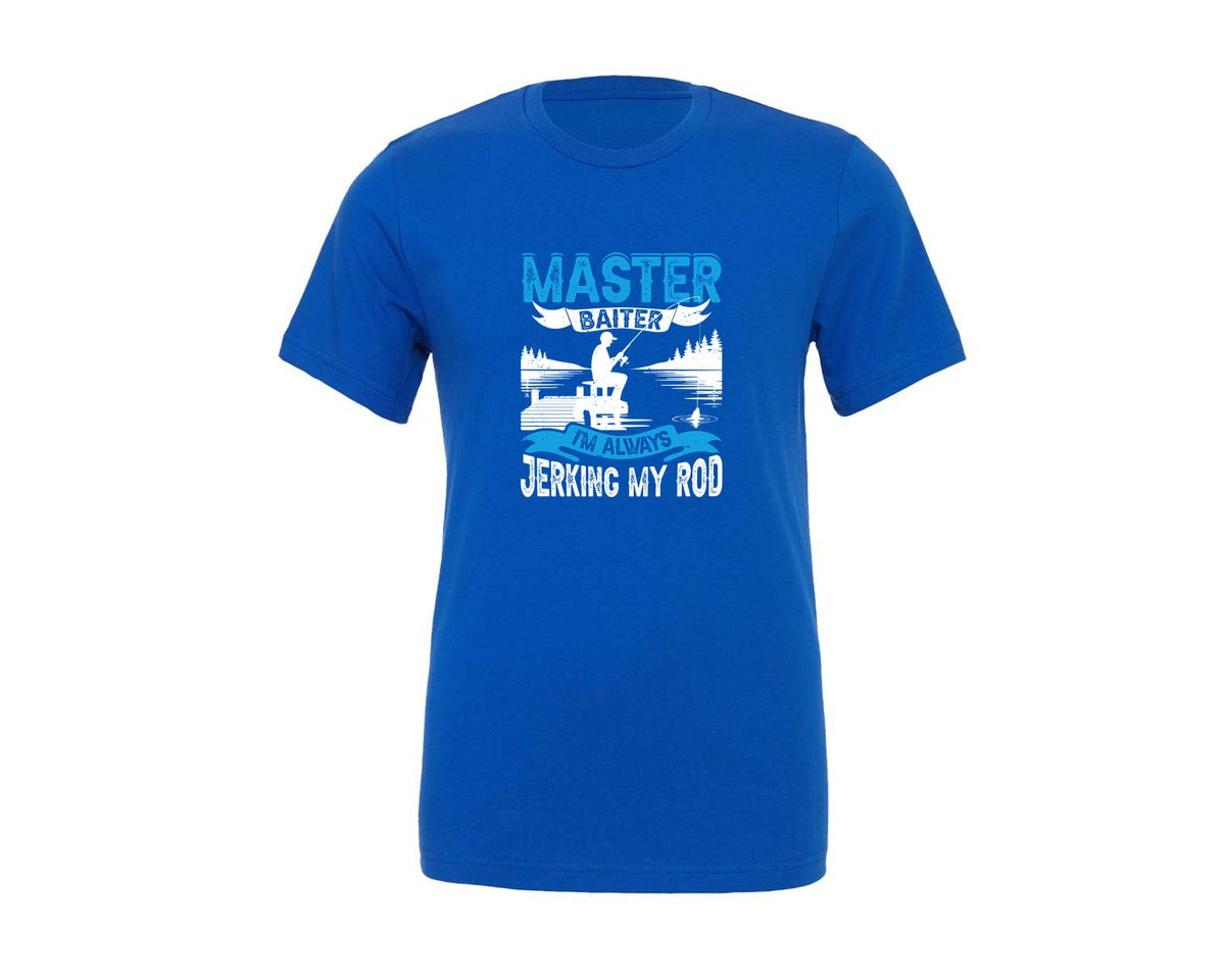 brand:Generic|color:True Royal Blue|Master Baiter Jerking Rod Fishing Shirt Graphic T-Shirt