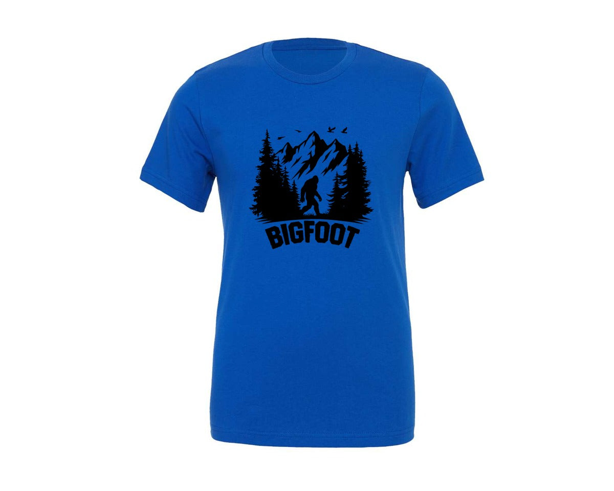 brand:Generic|color:True Royal Blue|Retro Bigfoot Silhouette Pixel Art Graphic T-Shirt