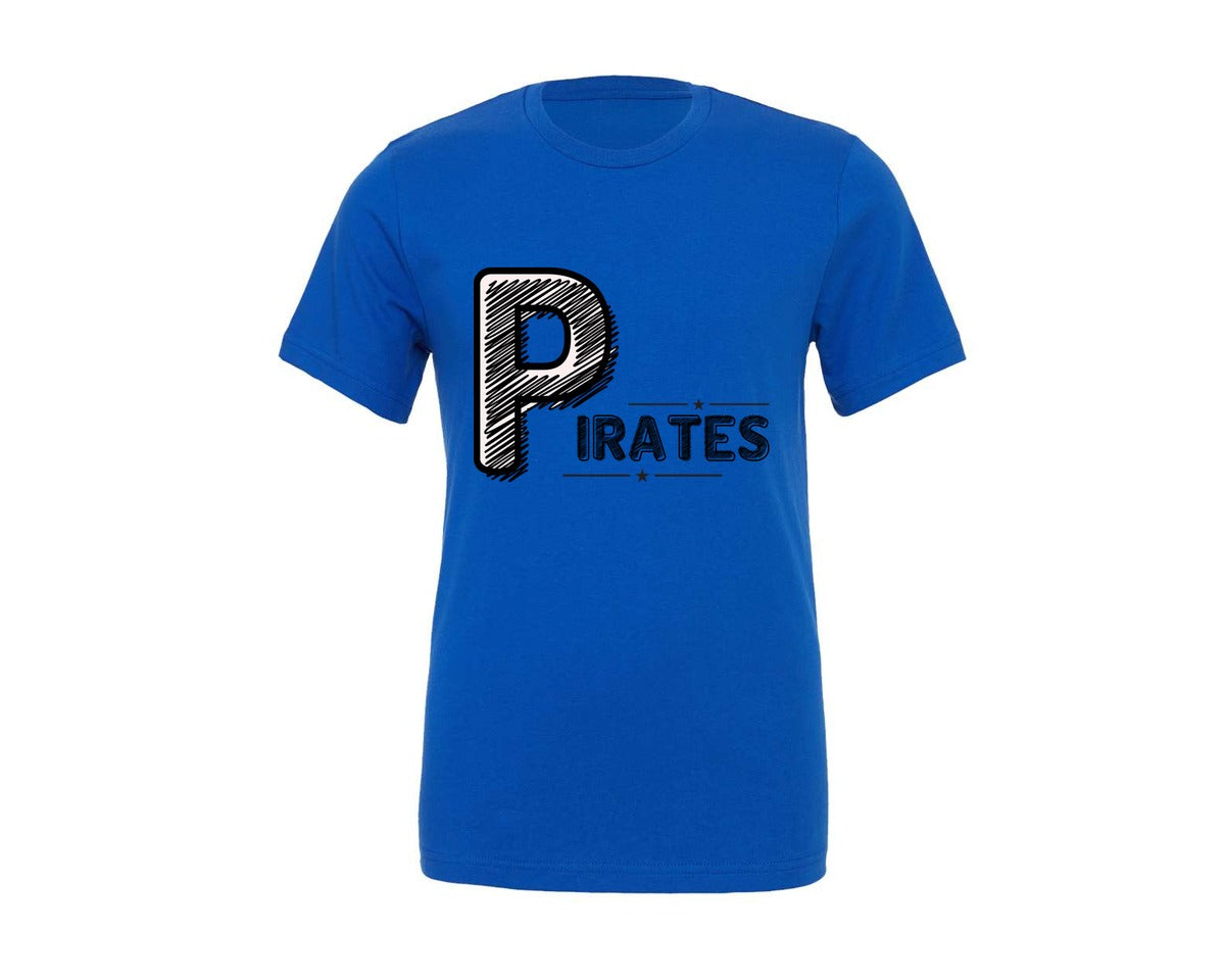 brand:Generic|color:True Royal Blue|Pirates Distressed Pirates Graphic T-Shirt