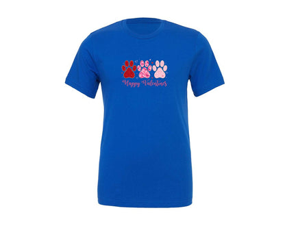 brand:Generic|color:True Royal Blue|Happy Valentines Paw Print Graphic T-Shirt