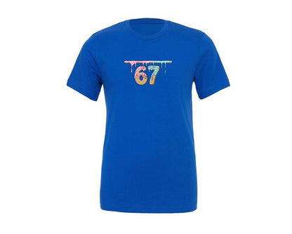 brand:Generic|color:True Royal Blue|Dripping Ice Cream 67 Number Graphic T-Shirt
