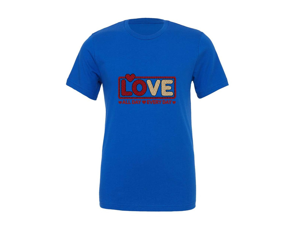 brand:Generic|color:True Royal Blue|Faux Yarn Chunky Love Valentine 2 Graphic T-Shirt