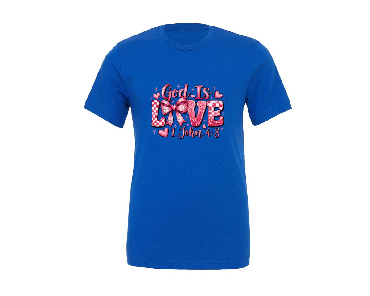 brand:Generic|color:True Royal Blue|God Is Love Valentine Christian Graphic T-Shirt