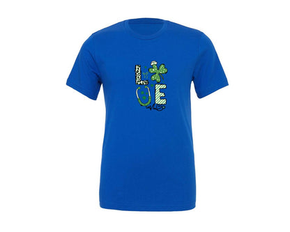 brand:Generic|color:True Royal Blue|Nurse Love Clover Shamrock St Patricks Graphic T-Shirt