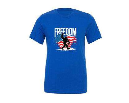 brand:Generic|color:True Royal Blue|Freedom Bigfoot Usa Flag 4Th Of July Graphic T-Shirt