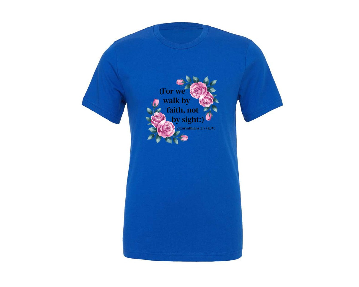 brand:Generic|color:True Royal Blue|Jesus Christ Christian Pink Roses Graphic T-Shirt