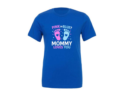 brand:Generic|color:True Royal Blue|Mommy Gender Reveal New T Shirt Graphic T-Shirt
