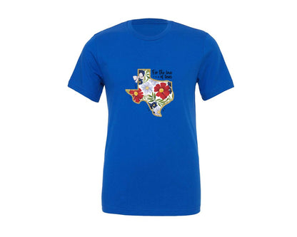 brand:Generic|color:True Royal Blue|For The Love Of Texas Floral Texas 2 Graphic T-Shirt