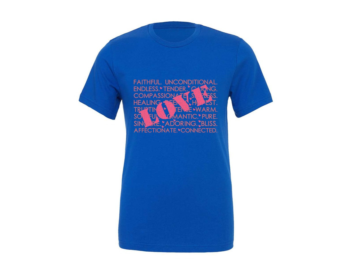 brand:Generic|color:True Royal Blue|Valentines Day Words Love Heart Graphic T-Shirt