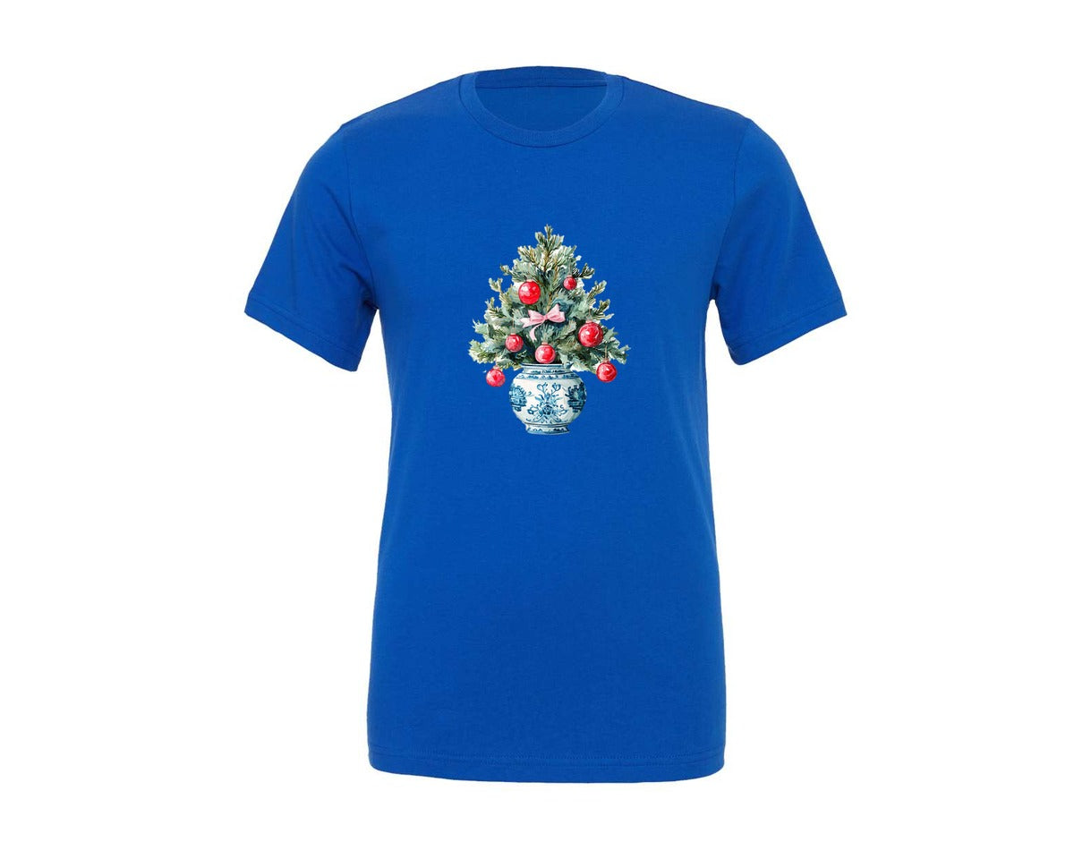 brand:Generic|color:True Royal Blue|Preppy Christmas Tree Graphic 11 Graphic T-Shirt