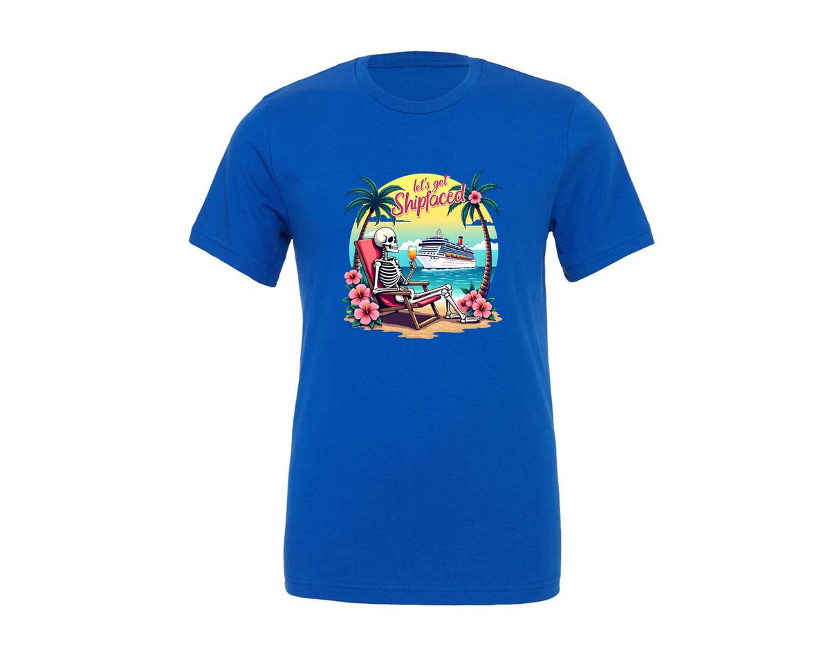 brand:Generic|color:True Royal Blue|Cruise Lets Get Shipfaced Graphic T-Shirt