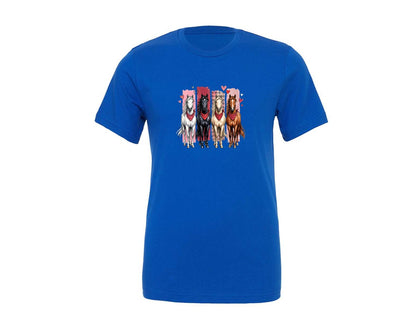 brand:Generic|color:True Royal Blue|Romantic Valentines Day Horses Graphic T-Shirt