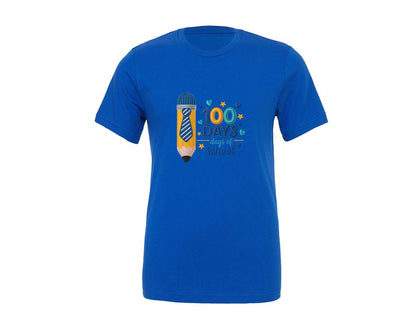 brand:Generic|color:True Royal Blue|Faux Yarn 100 Days Of School Boy Shirt Graphic T-Shirt