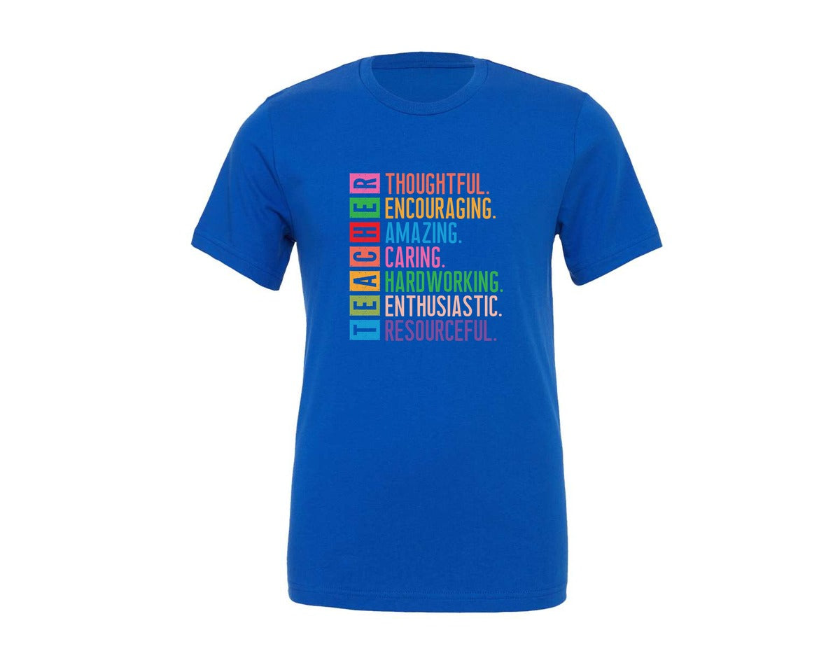 brand:Generic|color:True Royal Blue|Teacher Teacher Teacher Life 4 Graphic T-Shirt