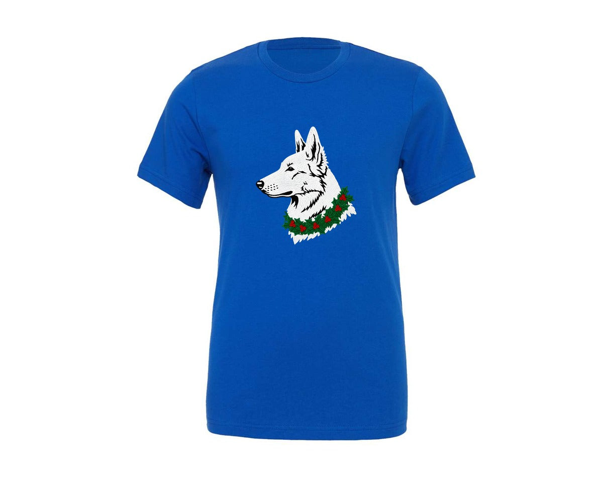 brand:Generic|color:True Royal Blue|White Swiss Shepherd Dog Faces Graphic T-Shirt
