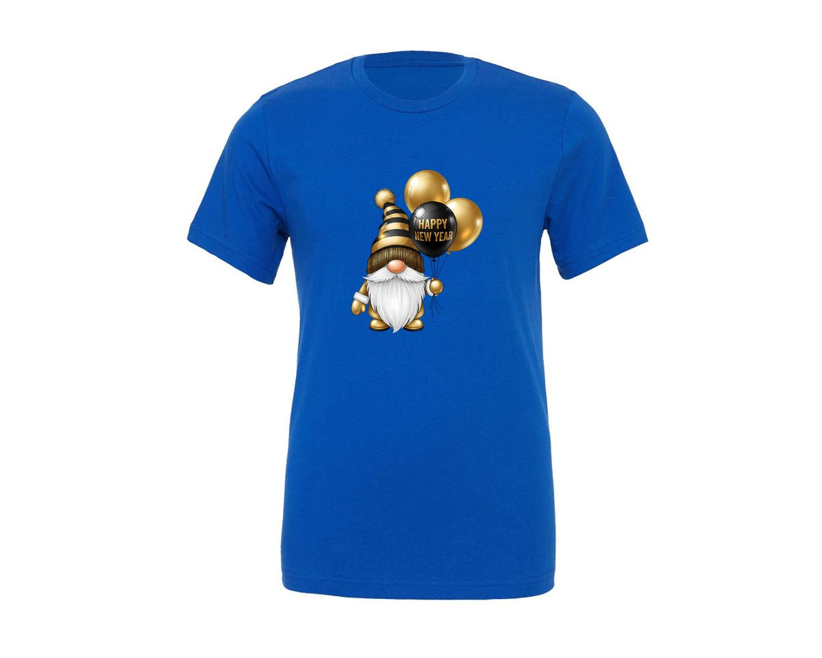 brand:Generic|color:True Royal Blue|Golden Gnome Happy New Year Graphic T-Shirt