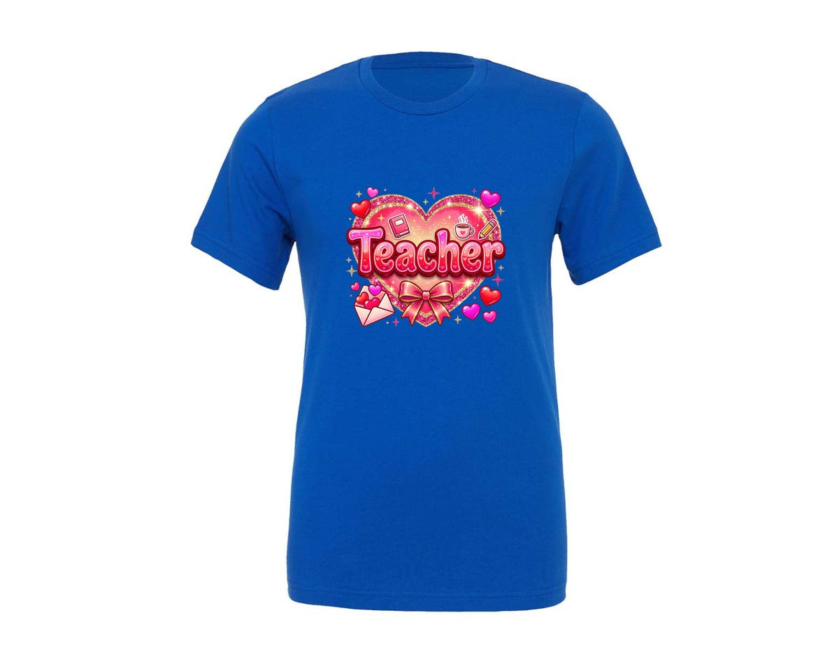 brand:Generic|color:True Royal Blue|Valentine Heart Valentines Day 9 Graphic T-Shirt