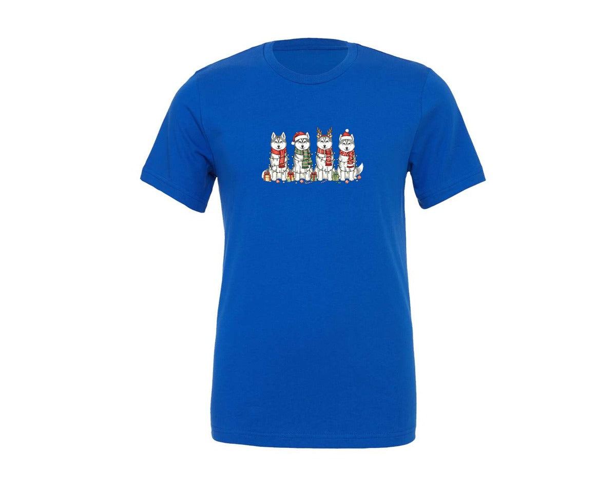 brand:Generic|color:True Royal Blue|Christmas Husky Graphic T-Shirt