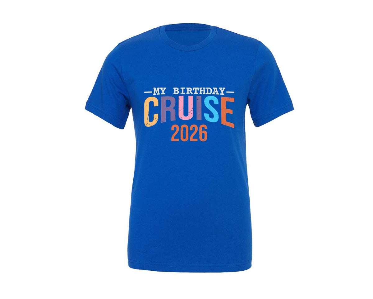 brand:Generic|color:True Royal Blue|My Birthday Cruise 2026 Summer Time Graphic T-Shirt