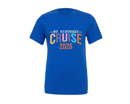 brand:Generic|color:True Royal Blue|My Birthday Cruise 2026 Summer Time Graphic T-Shirt